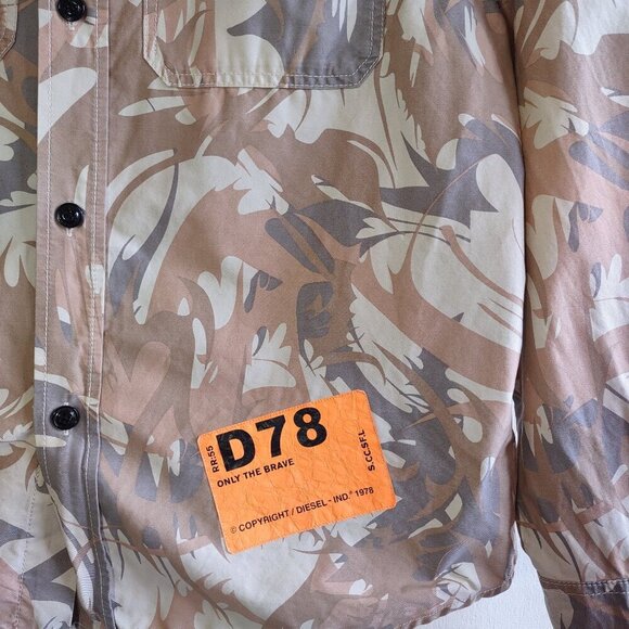 Diesel D78 Camo Military Button Up OverShirt Long Sleeve Men's Size Large Grunge - Picture 4 of 14